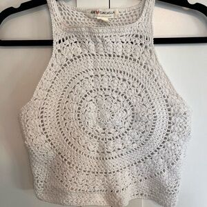 H&M Coachella Collection - White Boho Cotton Crop Top - Size S